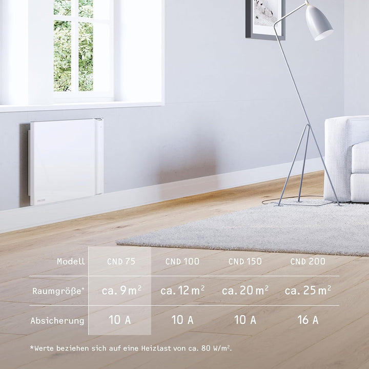 STIEBEL ELTRON Duo Wandkonvektor CND 75, 0,75 kW für ca. 9 m², LC-Display, Wochentimer, Elektroheizu