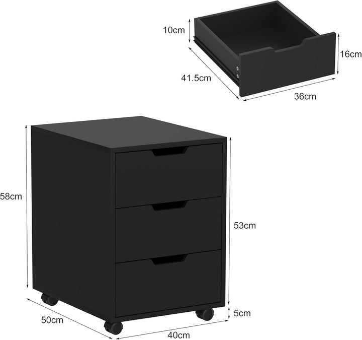 Bürosockel, Untertischschubladen, mobiler Fliegenschrank, Büroschrank (nicht abschliessbar, schwarz)
