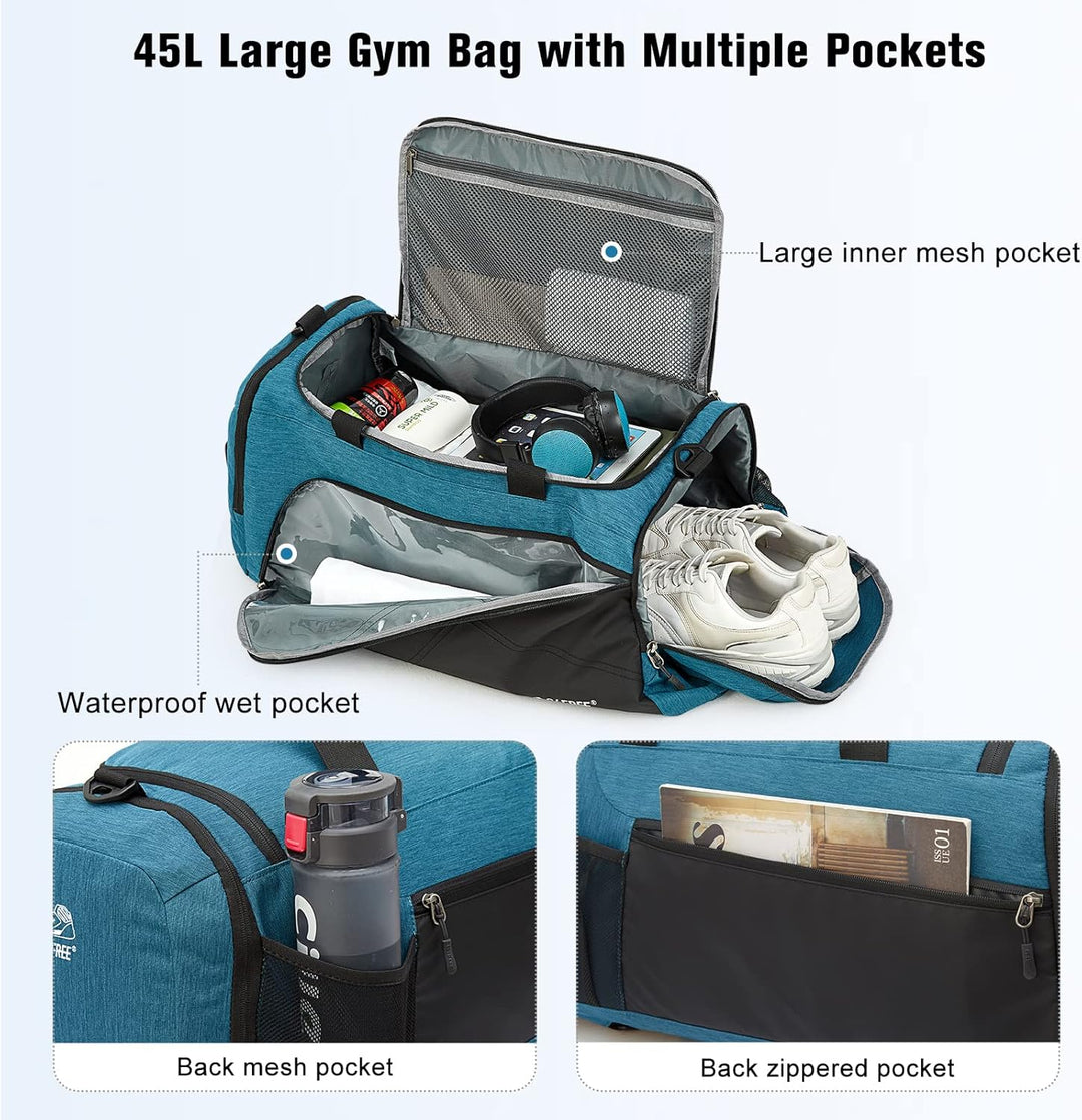 G4Free 45 l/60 l 3-Wege-Reise-Rucksack, grosses Gepäck, Sporttasche mit Nassfach und Schuhfach für R