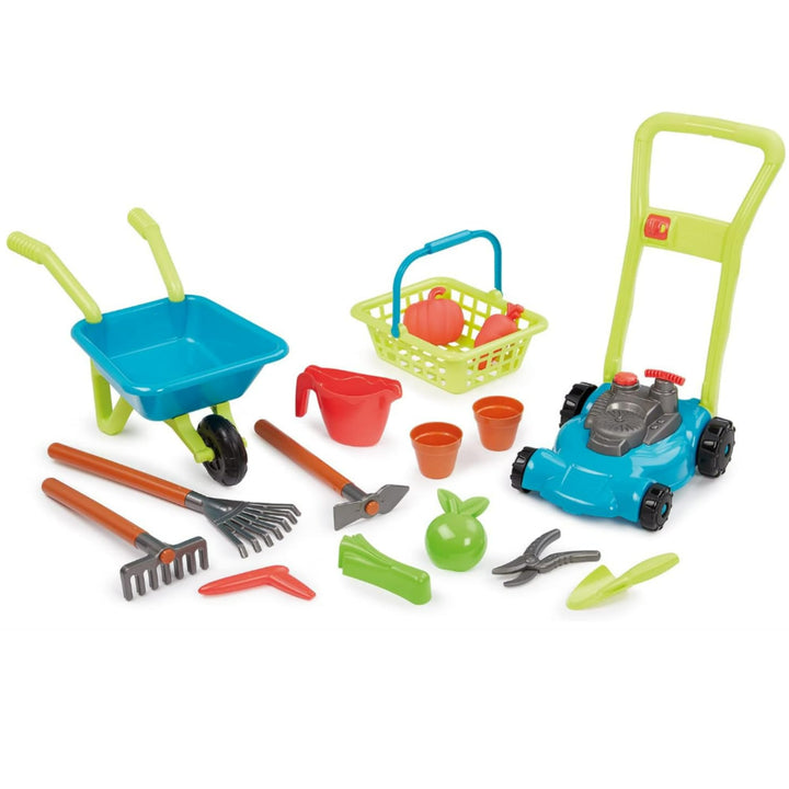 Spielzeug Ecoiffier 4585 Garten-Set, 3-in-1: Rasenmäher, Schubkarre, Korb und Gartenzubehör, Gartenw