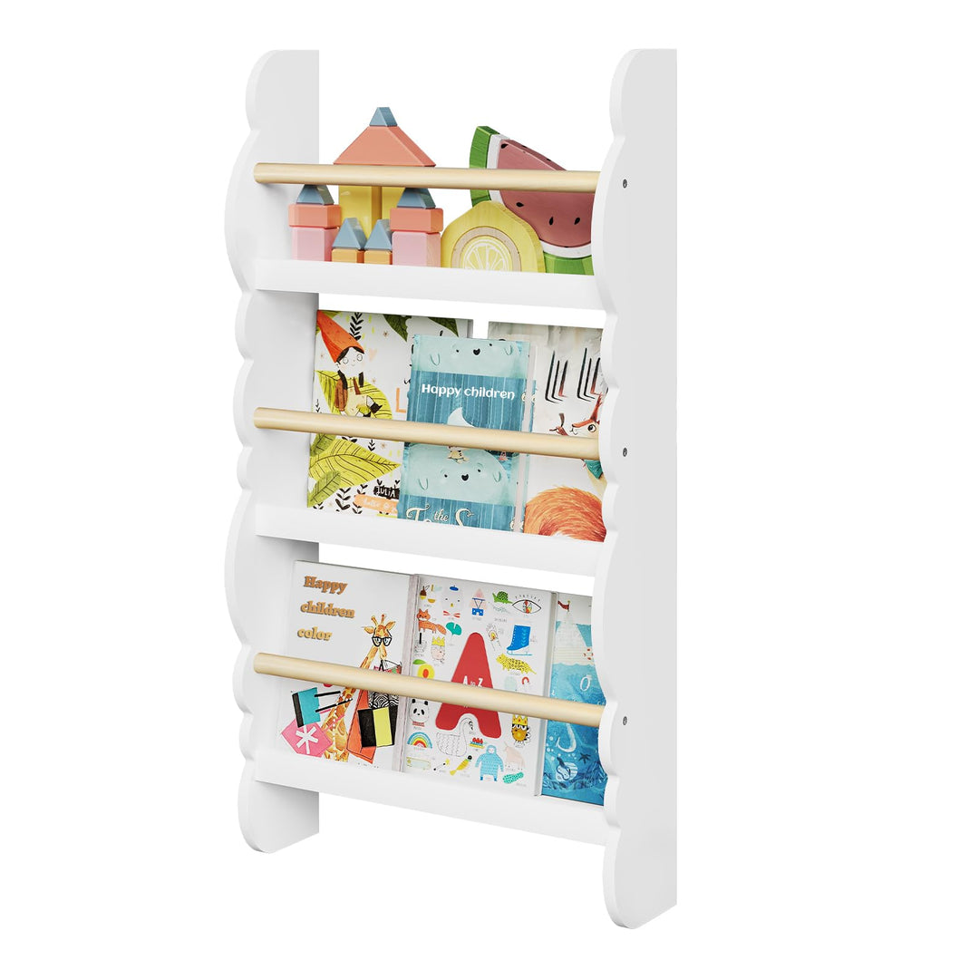 WOLTU Kinder Bücherregal Wand, Bücher-Organizer mit 3 Ablagen, Kinderregal für Buchaufbewahrung, Wan