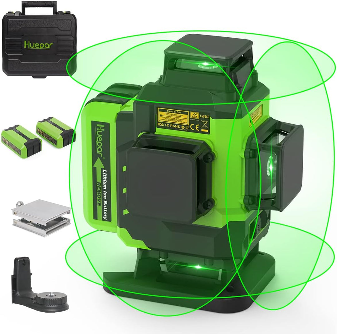 Huepar 4x360 Kreuzlinienlaser Selbstnivellierend 16 Linien Grüner Strahl 4D Linienlaser Fliesenboden
