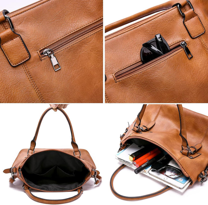 Coolives Damenhandtasche Set aus PU-Leder Damen Hobo Handtasche Tasche Vintage Schultertasche Hobo D