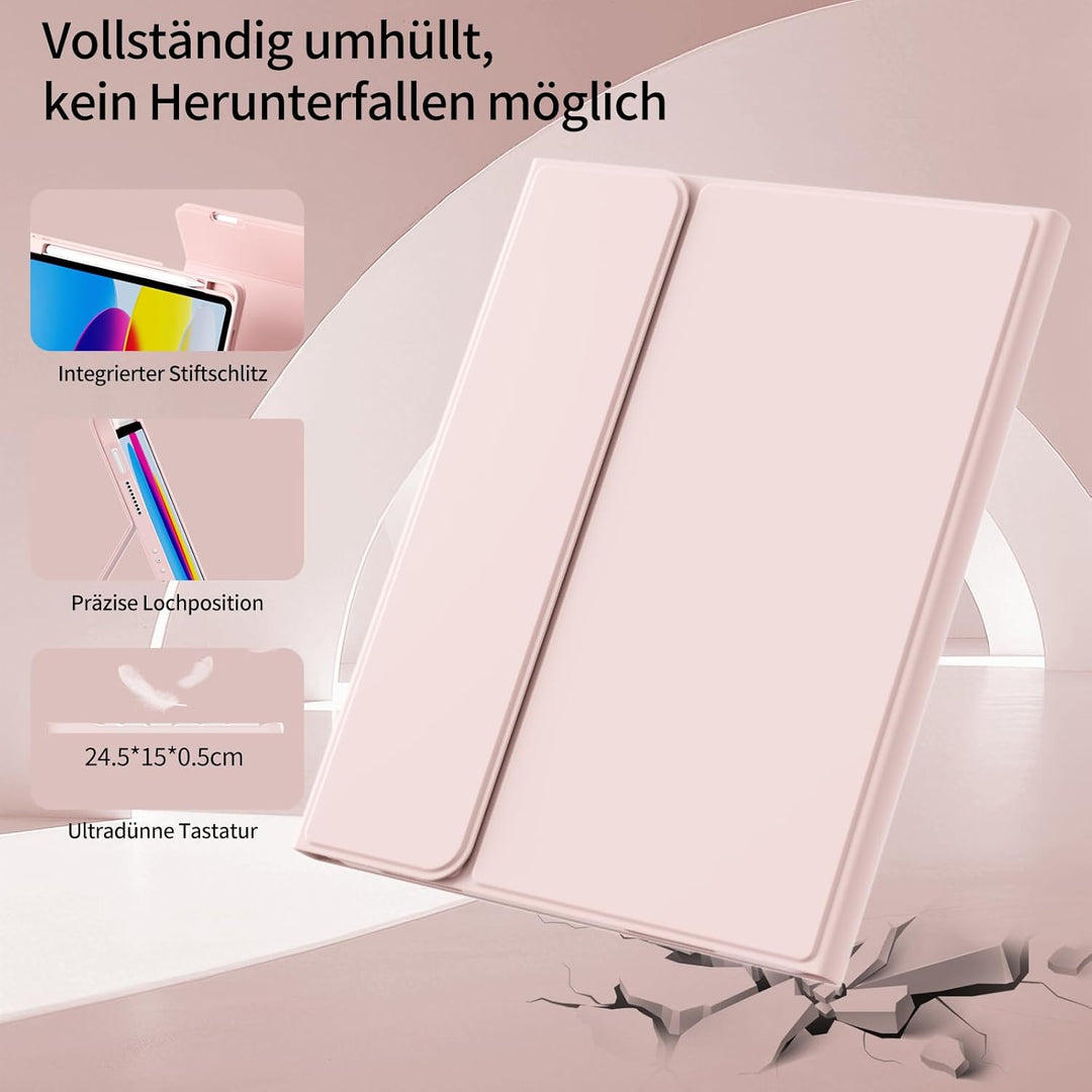 Hülle mit Tastatur für iPad A16 2025 / iPad 10. Generation 2022, RGB Bluetooth Magnetische Tastatur,