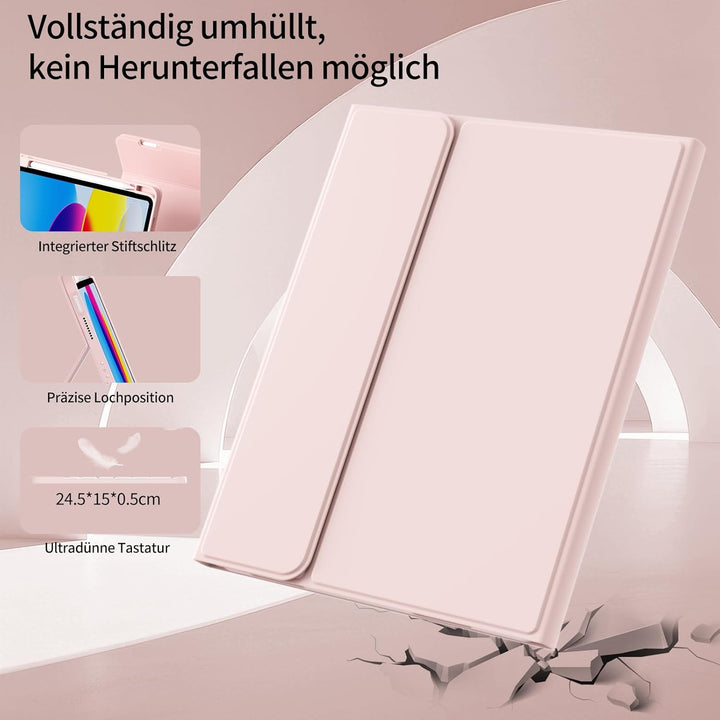 Hülle mit Tastatur für iPad A16 2025 / iPad 10. Generation 2022, RGB Bluetooth Magnetische Tastatur,
