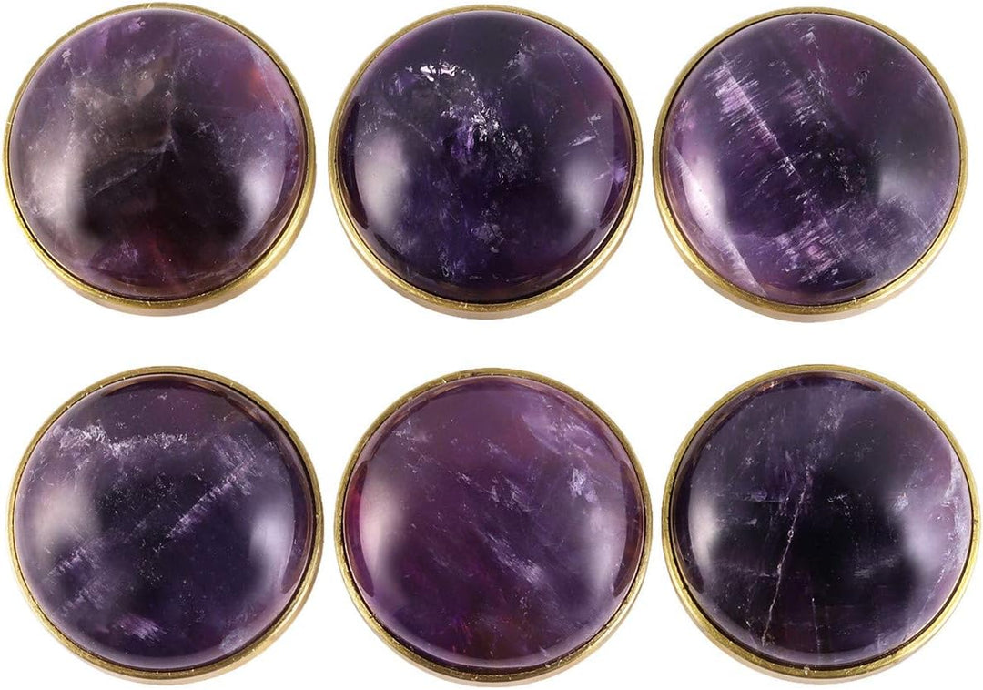 mookaitedecor Satz von 4 Amethyst runden Schubladenknopf 37mm Kristall Stein Kabinett Knopf zieht Gr