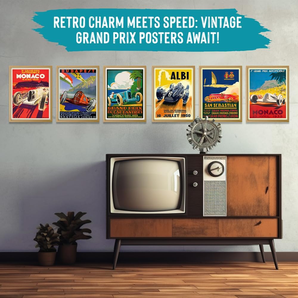 WallBUddy Set of 6 Car Racing Grand Prix Posters F1 Poster Formula 1 poster Car racing Print Motor R
