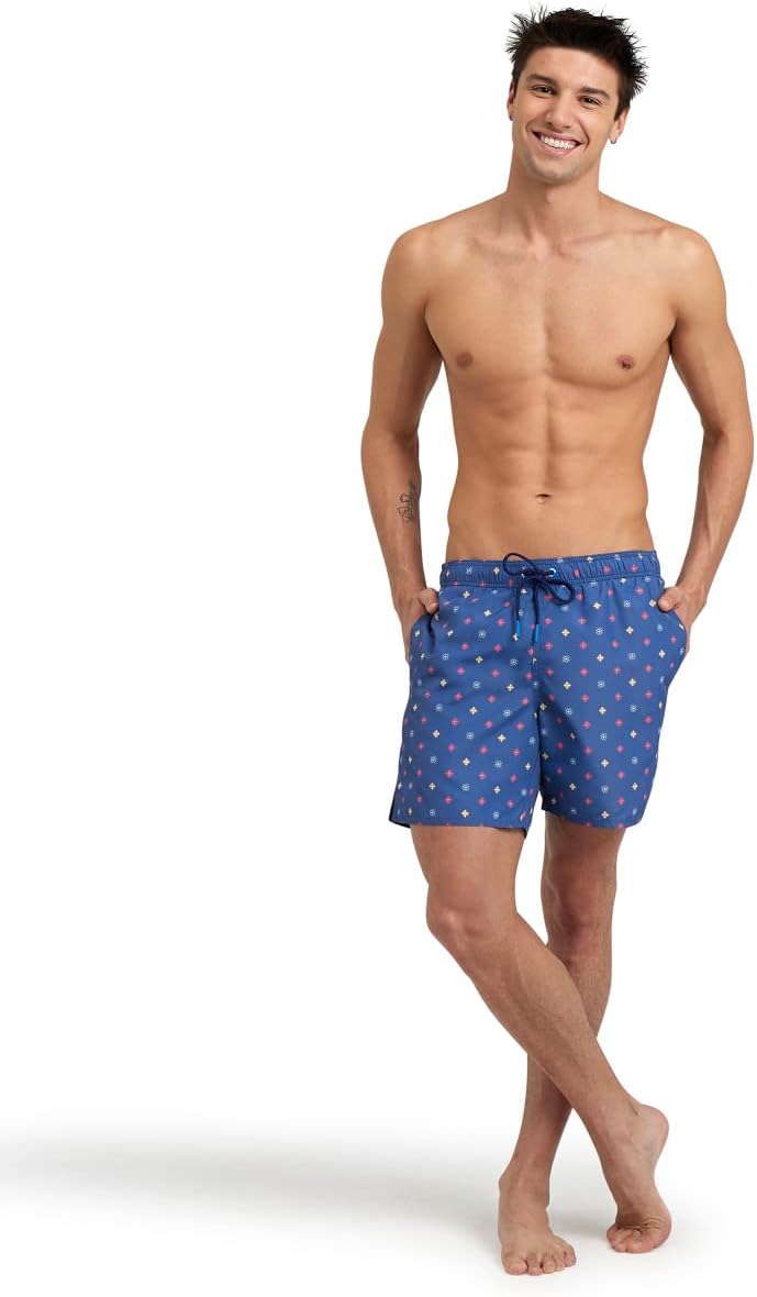 ARENA Beach Allover Badeshorts L Grey Blue Microflower Multi, L Grey Blue Microflower Multi