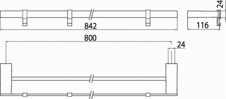 EMCO LOFT Handtuchhalter 1-armig, starr 310 mm Chrom Doppelbadetuchhalter 80 cm Chrom, Doppelbadetuc