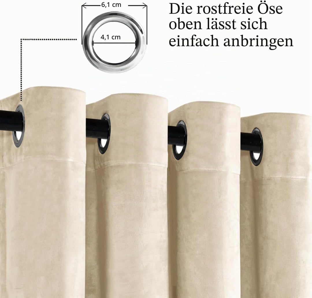 JIUZHEN Verdunklungsvorhang aus Samt,2er Set weiche blickdichte Gardinen mit Ösen für Schlafzimmer,1