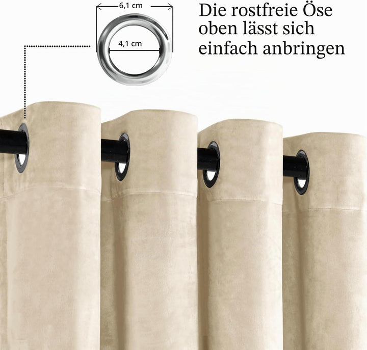 JIUZHEN Verdunklungsvorhang aus Samt,2er Set weiche blickdichte Gardinen mit Ösen für Schlafzimmer,1