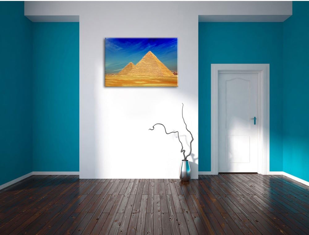 Pixxprint Pyramiden von Gizeh in Ägypten als Leinwandbild/Grösse: 100x70 cm/Wandbild/Kunstdruck/fert