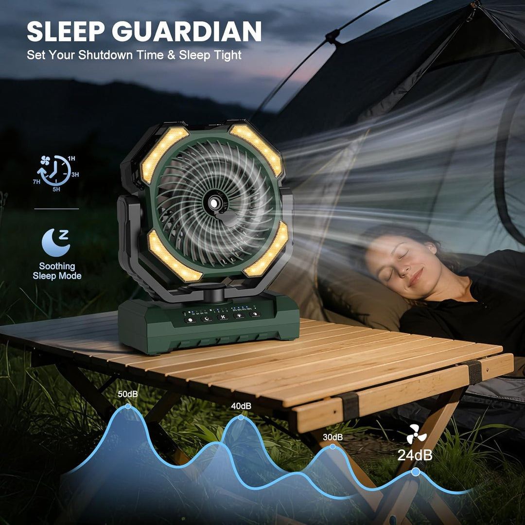 Ateroll Camping Ventilator mit Sprühkühlung，Akku 20000 mAh & Fernbedienung, 250ml Tank, LED Licht, A