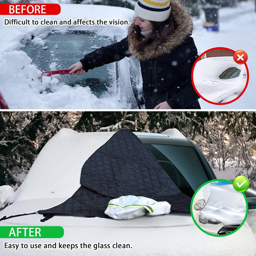 Frontscheibenabdeckung Auto, Abdeckung Windschutzscheibe Winter mit 12 Magnet Fixierung Faltbare Win