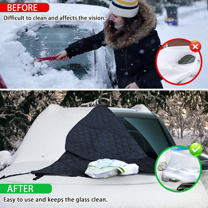 Frontscheibenabdeckung Auto, Abdeckung Windschutzscheibe Winter mit 12 Magnet Fixierung Faltbare Win