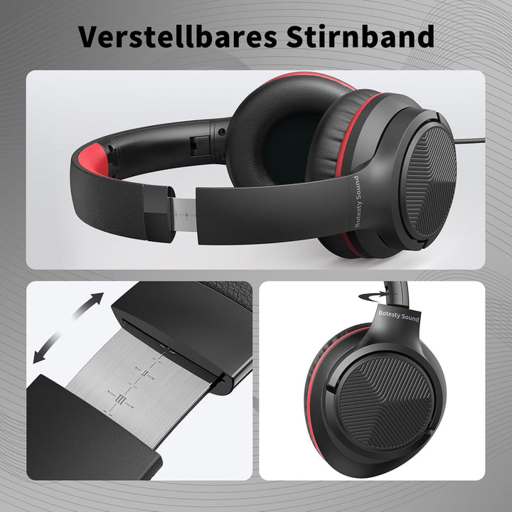 Kopfhörer mit Kabel und Mikrofon, Over-Ear Kabelkopfhörer mit 3,5mm Klinkenstecker, Faltbar Kabelgeb