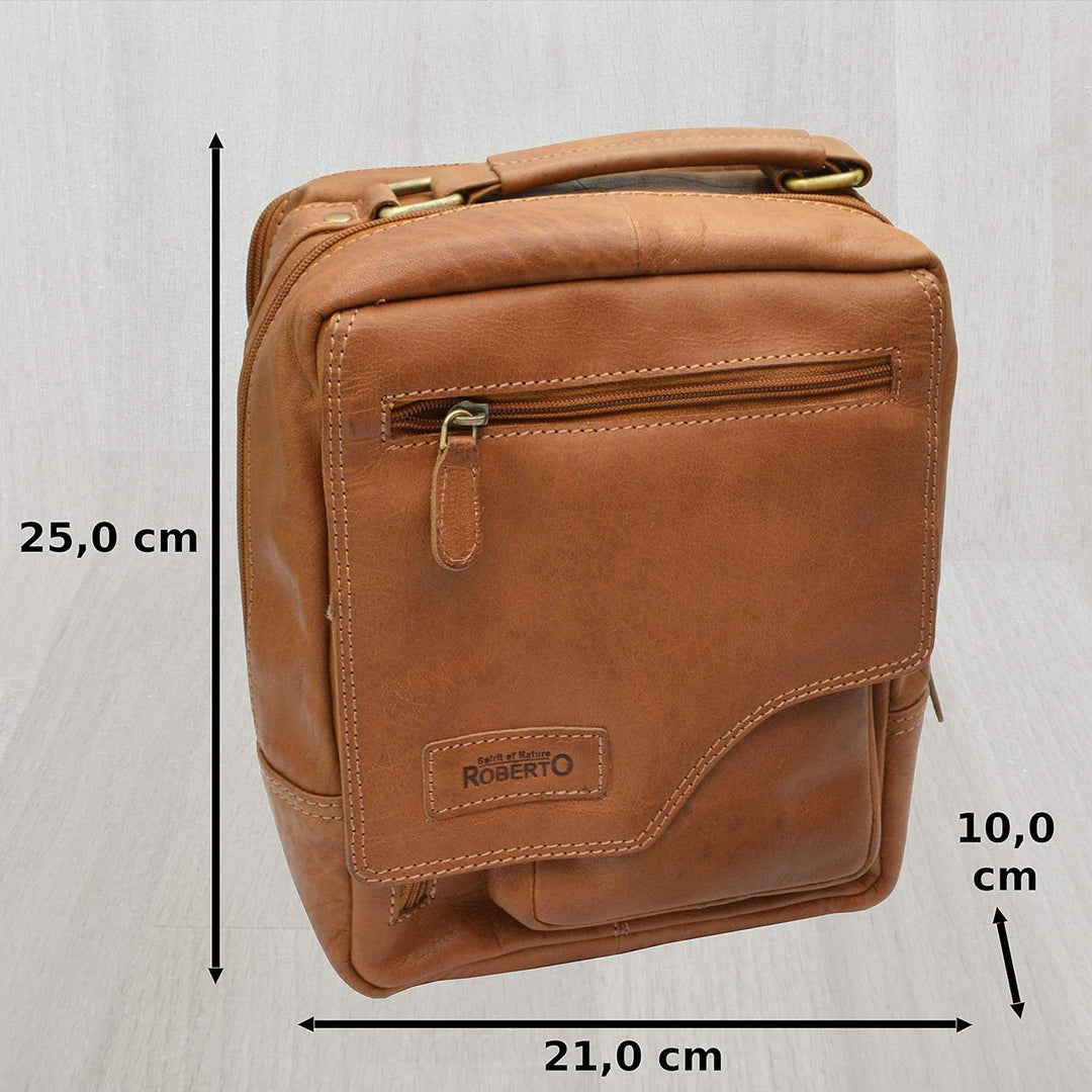 flevado Naturbelassene Leder Schultertasche Umhängetasche Unisex Büffelleder Tasche Hellbraun