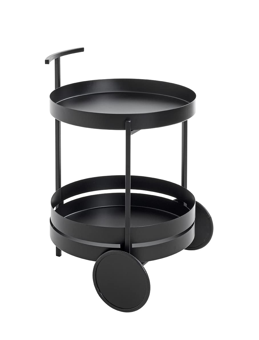 HAKU Möbel Servierwagen, Metall, schwarz, Ø 42 x H 62 cm Schwarz Ø 42 x H 62, Schwarz Ø 42 x H 62