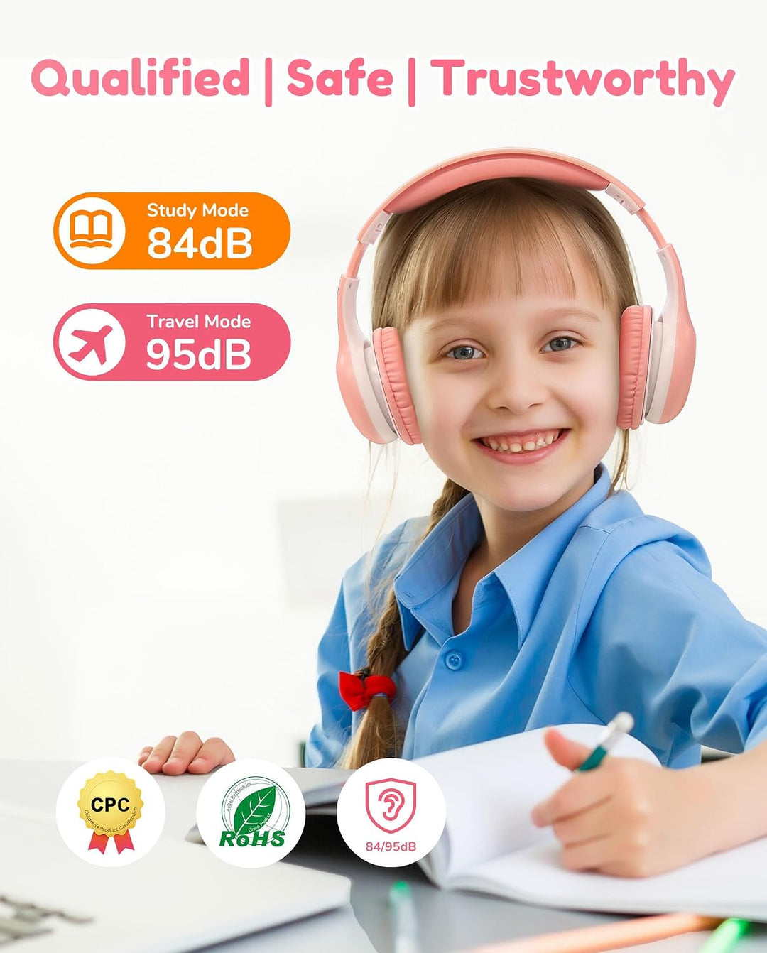 EarFun Bluetooth Kopfhörer Kinder [2er-Pack], 85/94dB Lautstärkeregelung, HiFi Sound, HD-Mikrofon, 4