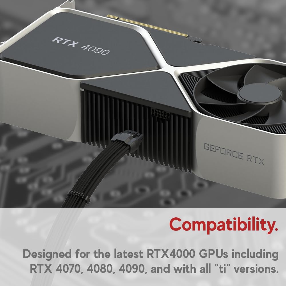 LINKUP - AVA 600W PCIE 5.0 16Pin (12+4) Hochstrom-Netzkabel┃Gepresster &amp; gelöteter Typ 16AWG ummante
