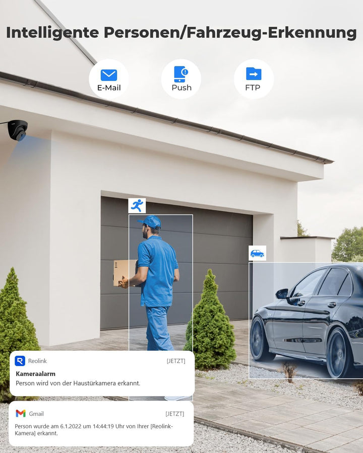 Reolink 4K Smarte IP Kamera Outdoor mit Personen-/Autoerkennung, 8MP PoE Überwachungskamera Aussen m