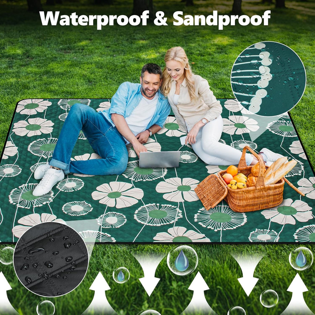 Picknickdecke Wasserdicht, 200 x 200 cm grosse Picknickmatte, maschinenwaschbar, zusammenklappbar un
