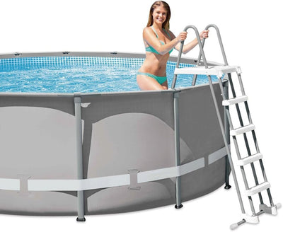 Intex Sicherheitsleiter 28077, für Pools von 132 cm Höhe, grau & Deluxe Pool Cover - Poolabdeckplane