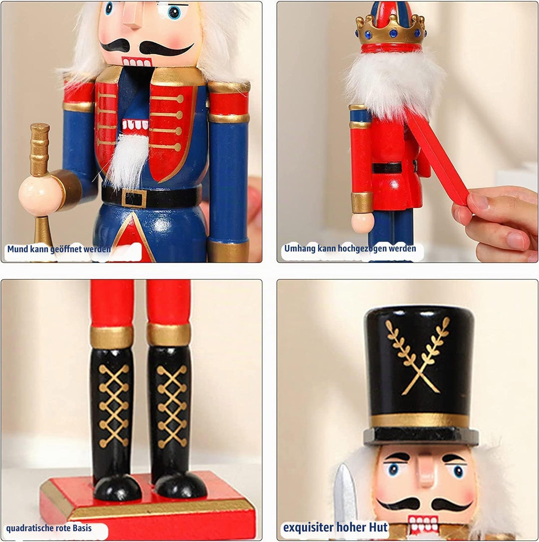 KAHEIGN 2Pcs Nussknacker Figuren Holz Nussknacker Soldaten, 30cm Traditionelle Weihnachten Nussknack