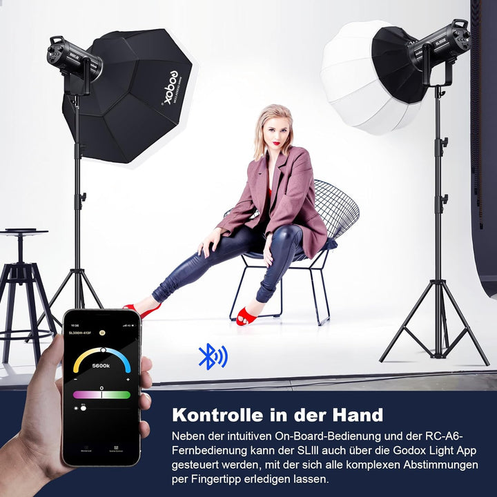 GODOX SL150III LED VideoLeuchte Zwillingsleuchten Set Videolicht mit Original Fernbedienung und Bowe