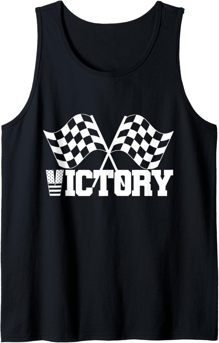 VICTORY Checkered White Flag Race LOVE CREATIVE COLLECTION Tank Top
