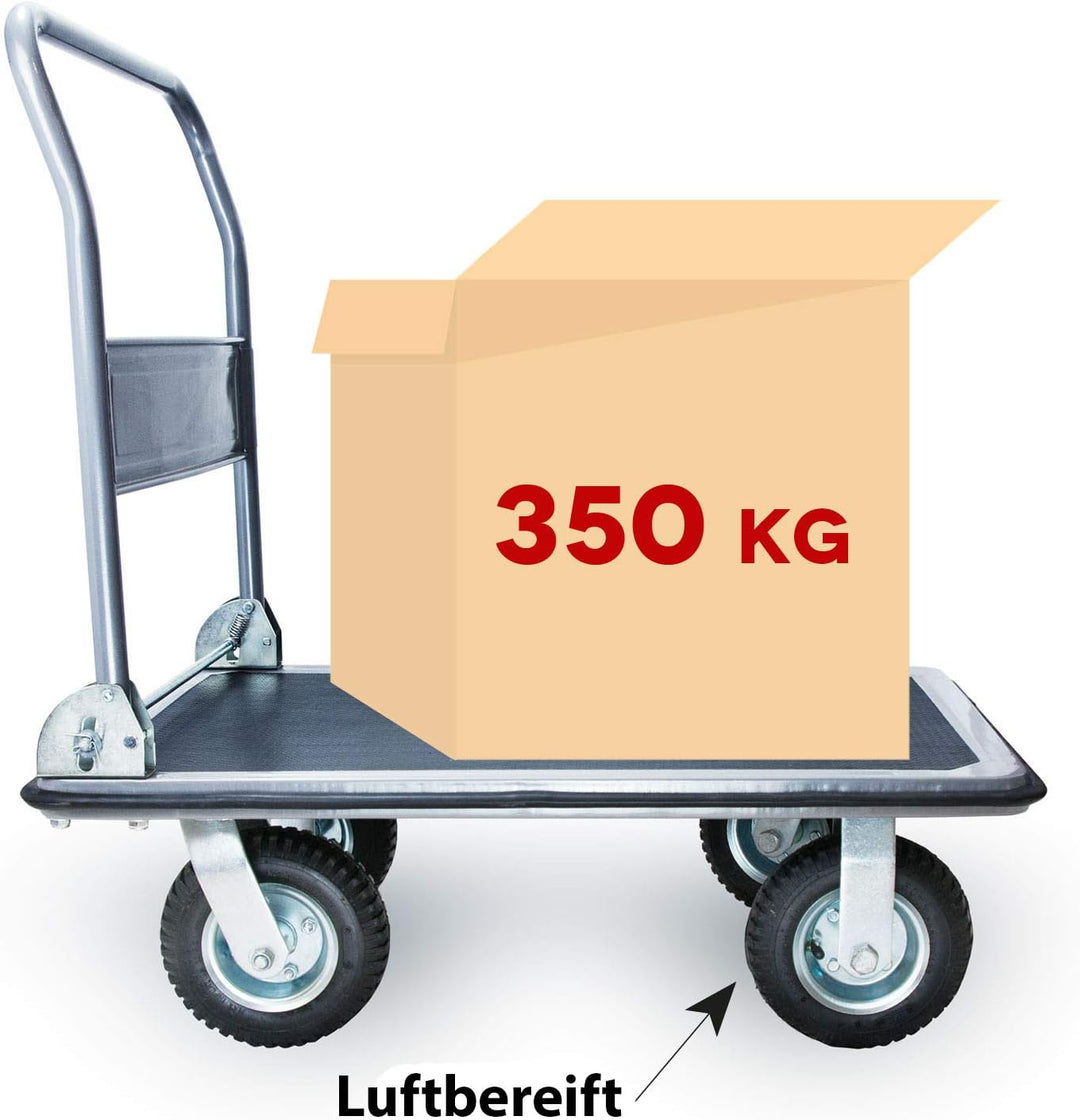 Grafner XXL Schwerlast Plattformwagen, bis 350 kg Tragkraft, luftbereifte Lenkrollen mit starkem Pro
