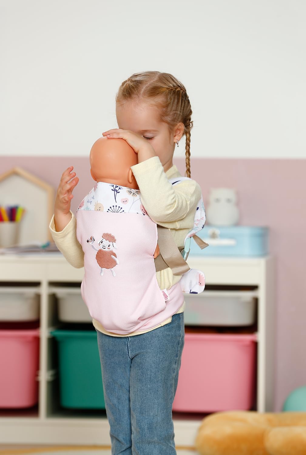 BABY born Babytrage - Puppentrage für Kinder mit 2 Blickrichtungen & verstellbarem Gurt - Rosa Trage