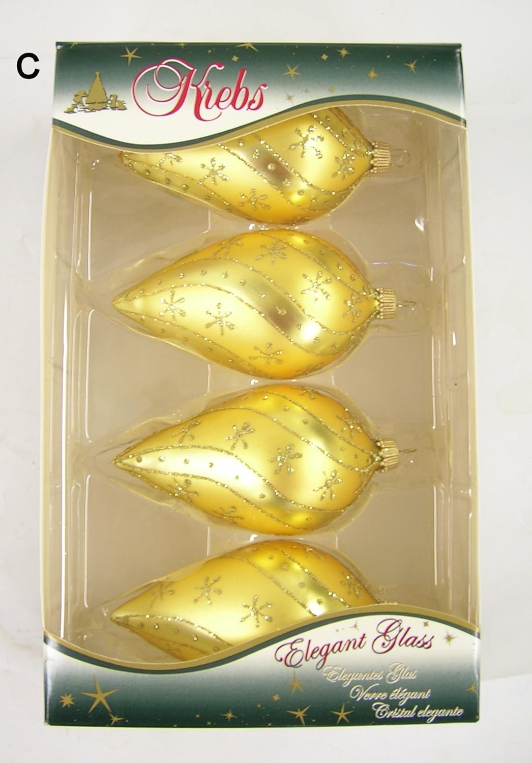 Krebs Glas Lauscha Weihnachtsdekoration/Christbaumschmuck aus Glas - 4er Boxset je 4 Weihnachtsbauma