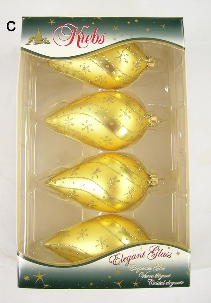 Krebs Glas Lauscha Weihnachtsdekoration/Christbaumschmuck aus Glas - 4er Boxset je 4 Weihnachtsbauma