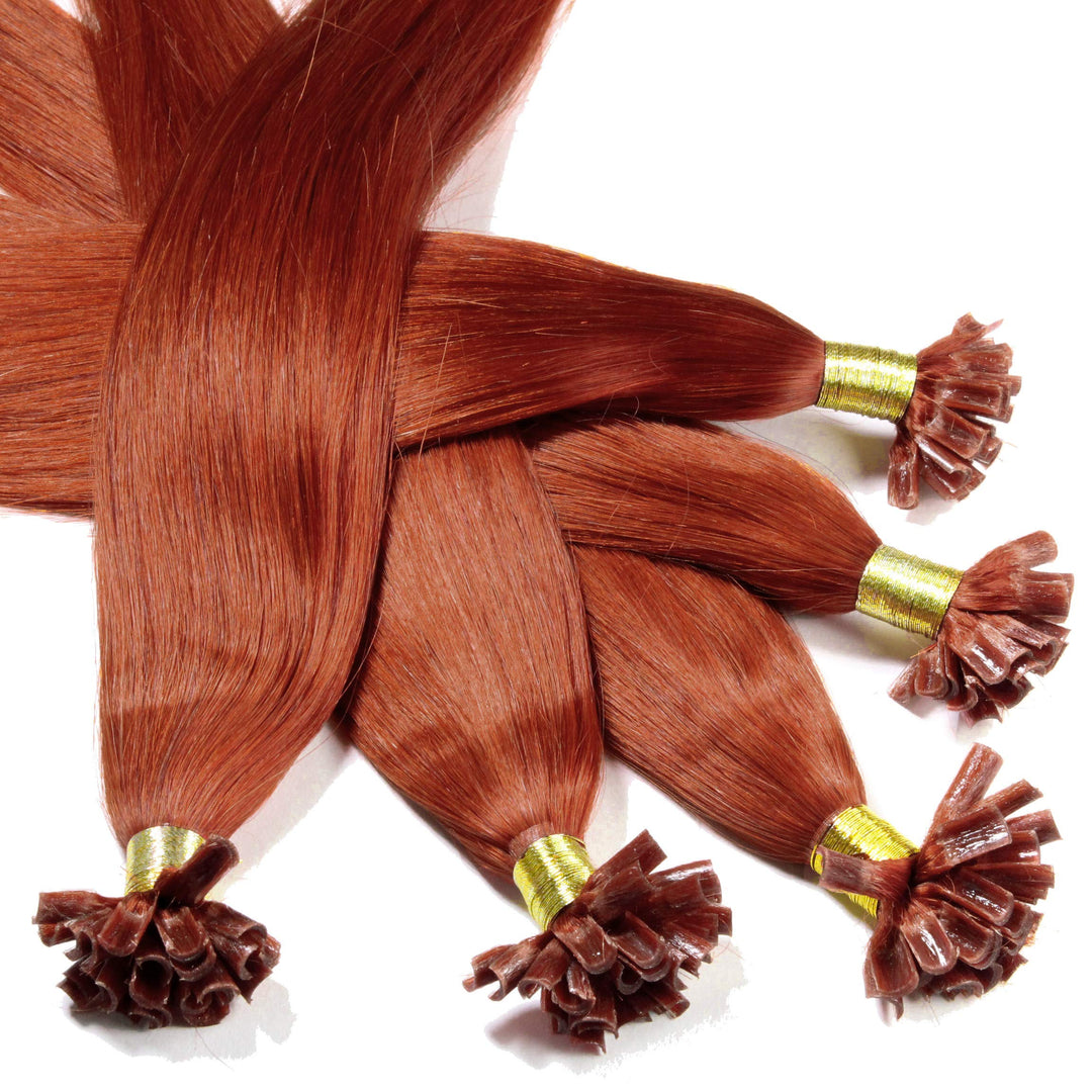 hair2heart Extensions Echthaar Bondings Glatt - 150 Strähnen 0.5g 50cm Kupferrot #130 Kupferrot 50cm