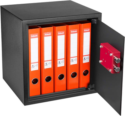 Homesafe HV38K Tresor Safe mit Schlüssel-Schloss, 38x35x35cm (HxWxD), Carbon Satin Schwarz, 38x35x35