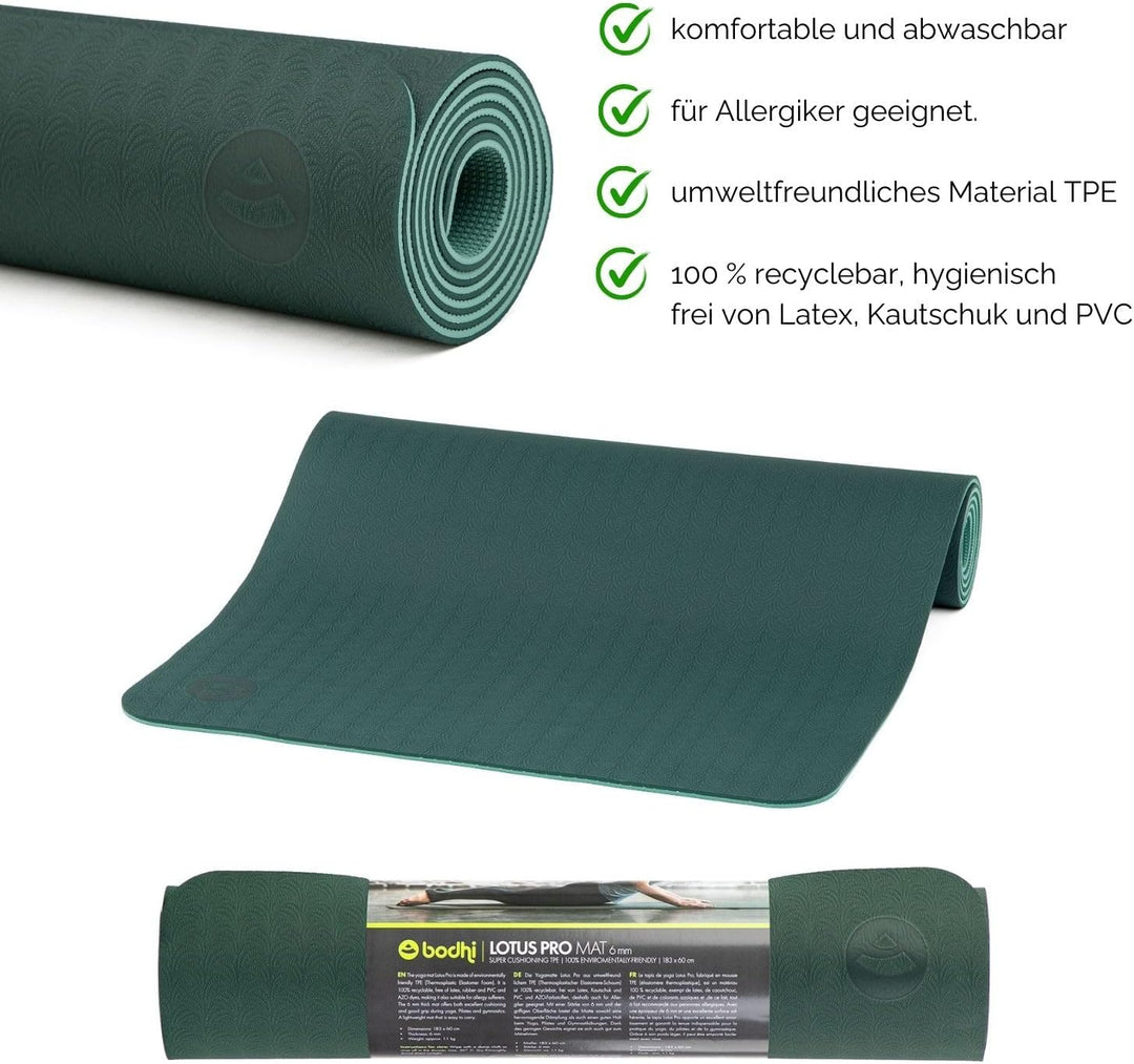 Bodhi Yogamatte Lotus Pro | Rutschfeste Übungsmatte | Sportmatte für Gymnastik, Pilates &amp; Fitness |