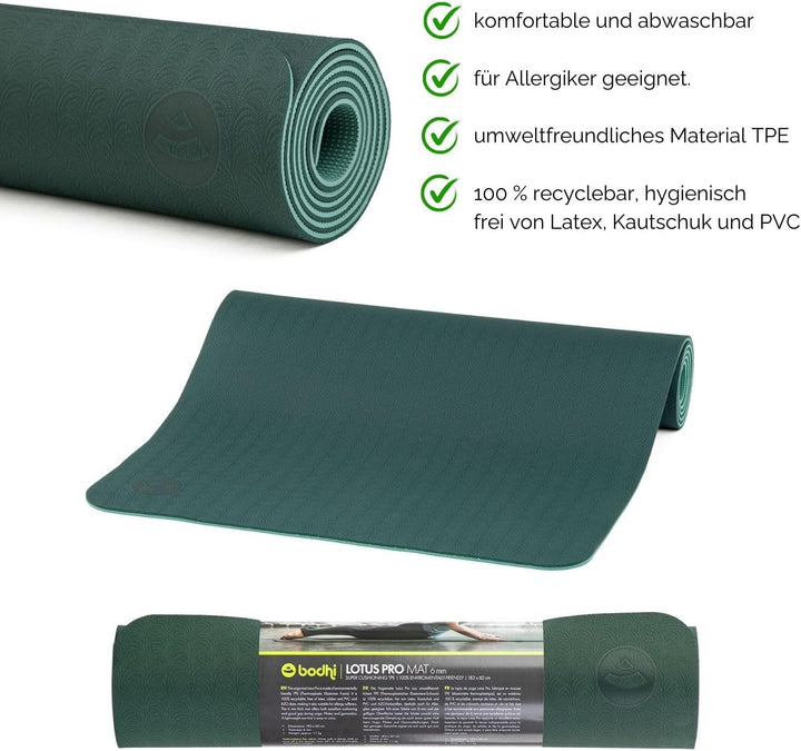 Bodhi Yogamatte Lotus Pro | Rutschfeste Übungsmatte | Sportmatte für Gymnastik, Pilates &amp; Fitness |