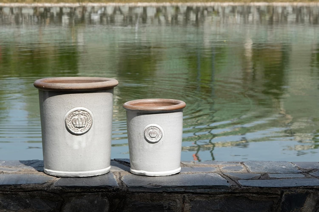 Teramico Pflanzgefäss Blumentopf Übertopf mit Kronen 25 x 28cm aus Keramik hochwertig glasiert -abso