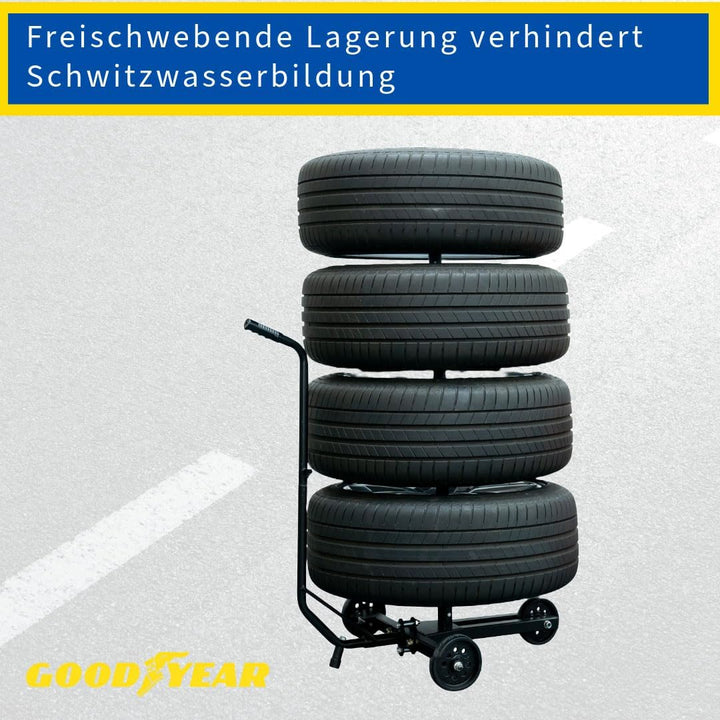 Goodyear Felgenbaumwagen für 4 Reifen, platzsparende und kontaktlose Aufbewahrung, mit Schutzhülle,