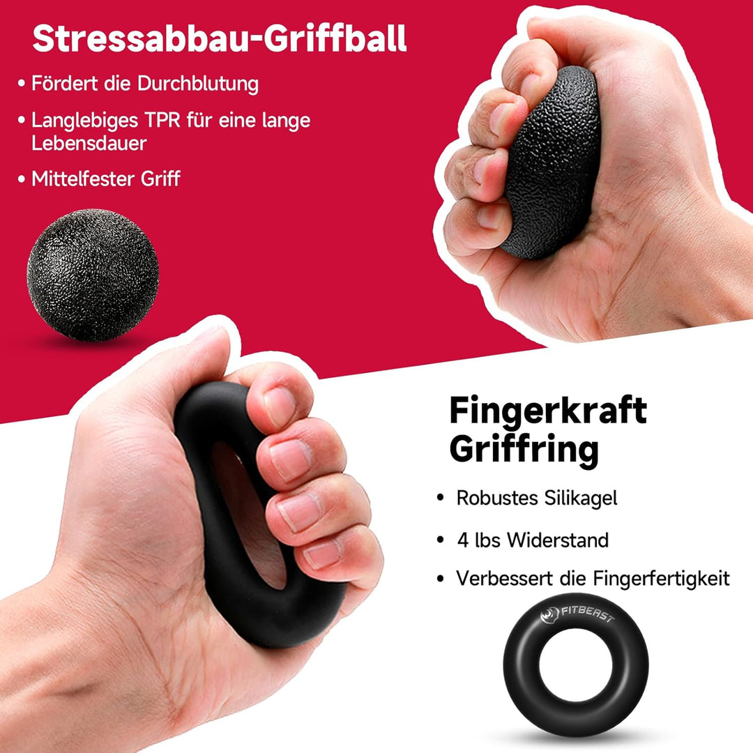 FitBeast Handtrainer Fingertrainer, Griffkraft Trainer Trainingsset - 5er-Pack, Verstellbarer Grip T