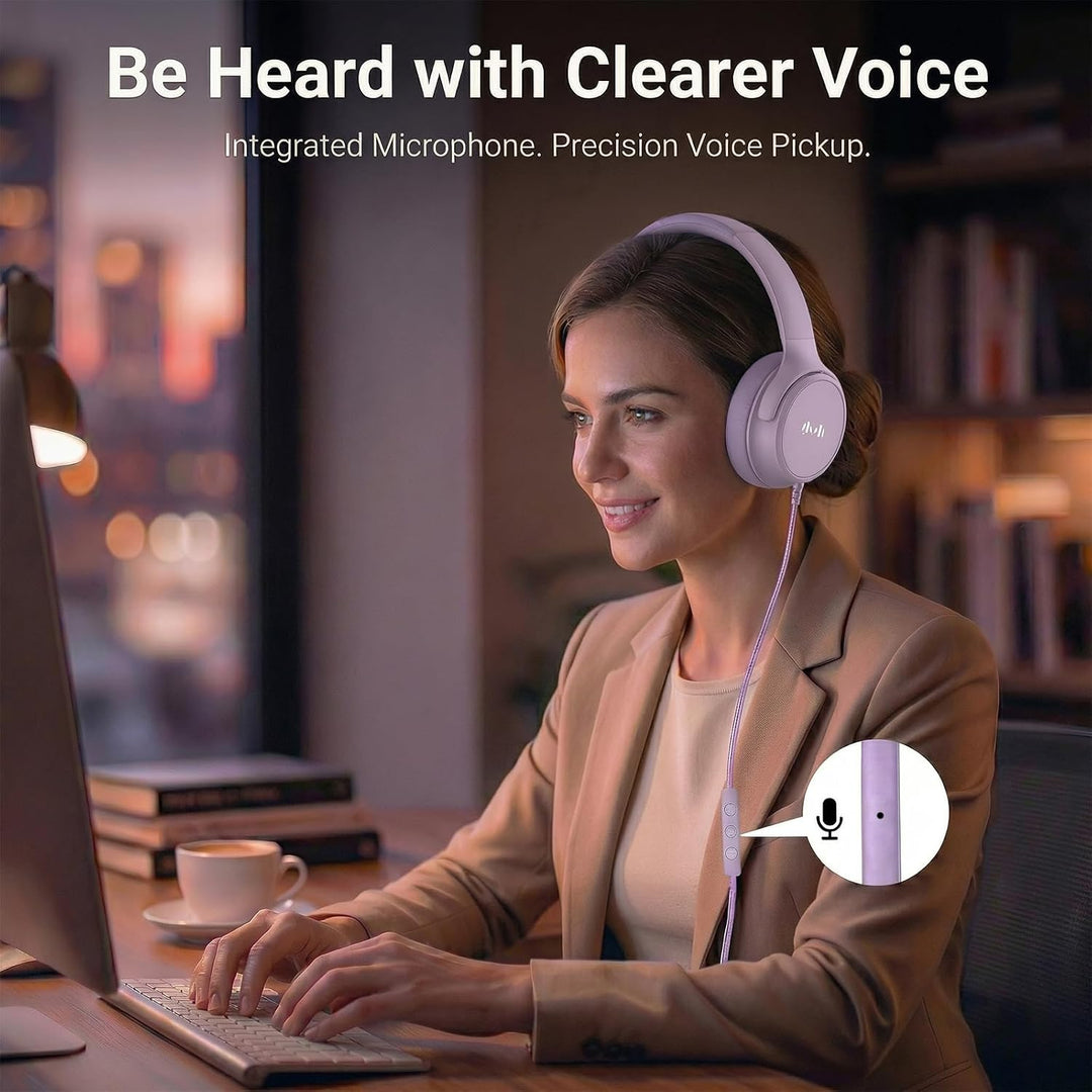 Over-Ear Kopfhörer: Faltbar mit Mikrofon & In-Line Steuerung – 3,5mm Klinke + USB-C Adapter – Weiche
