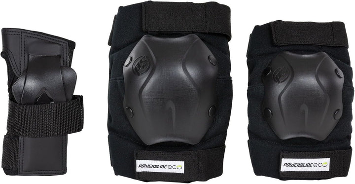 Powerslide Schützer Set, Standard Eco in Schwarz für Inline Skates, Roller Skates und Skateboards, P