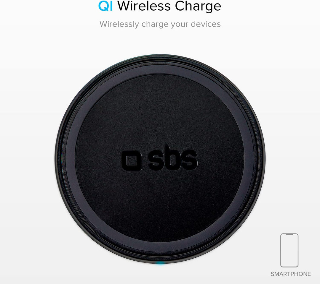 SBS Wireless Fast Charge Tischlader, 10 W für ultraschnelles Laden, Ladestation für Qi-Handys, Smart