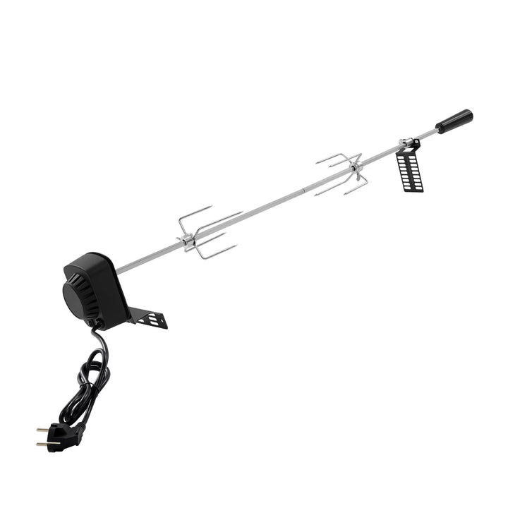 CHFUNE Edelstahl Grillspiess Set, Elektrischer Rotisserie, mit 2 Fleischnadeln,Motor, USB Leitung un