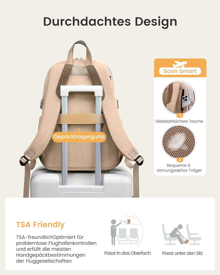 LOVEVOOK Rucksack Damen, 17,3 Zoll Laptop Schulrucksack Teenager mit grossem Fach für Trinkflaschen,