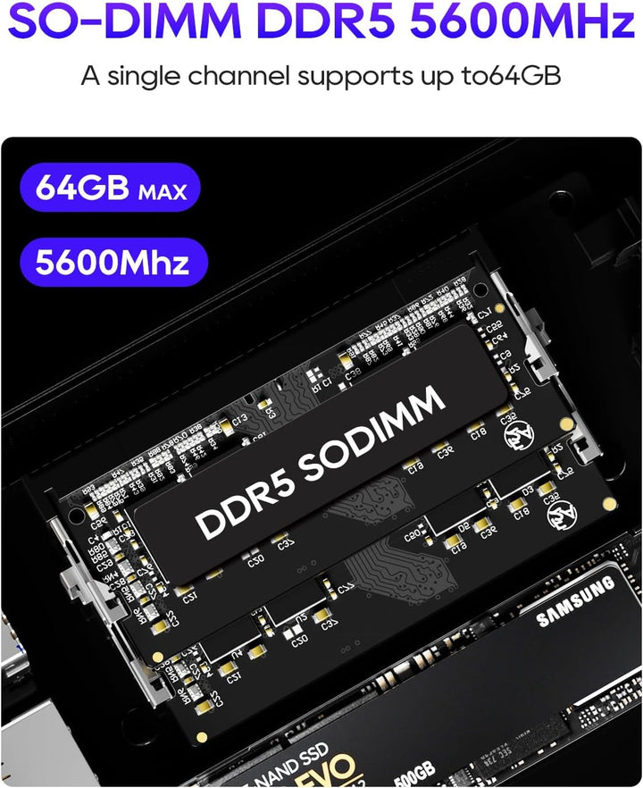 AOOSTAR GEM12 Max 8745HS Mini PC, Ryzen 7 8745HS Gaming PC, 24GB DDR5 RAM 1TB SSD PCIe 4.0, Mini Des