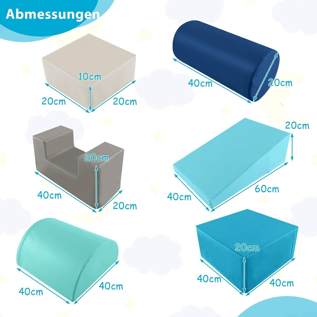 COSTWAY 6 STK. Schaumstoffbausteine, Riesenbausteine zum Toben und Klettern, Softbausteine aus Schau