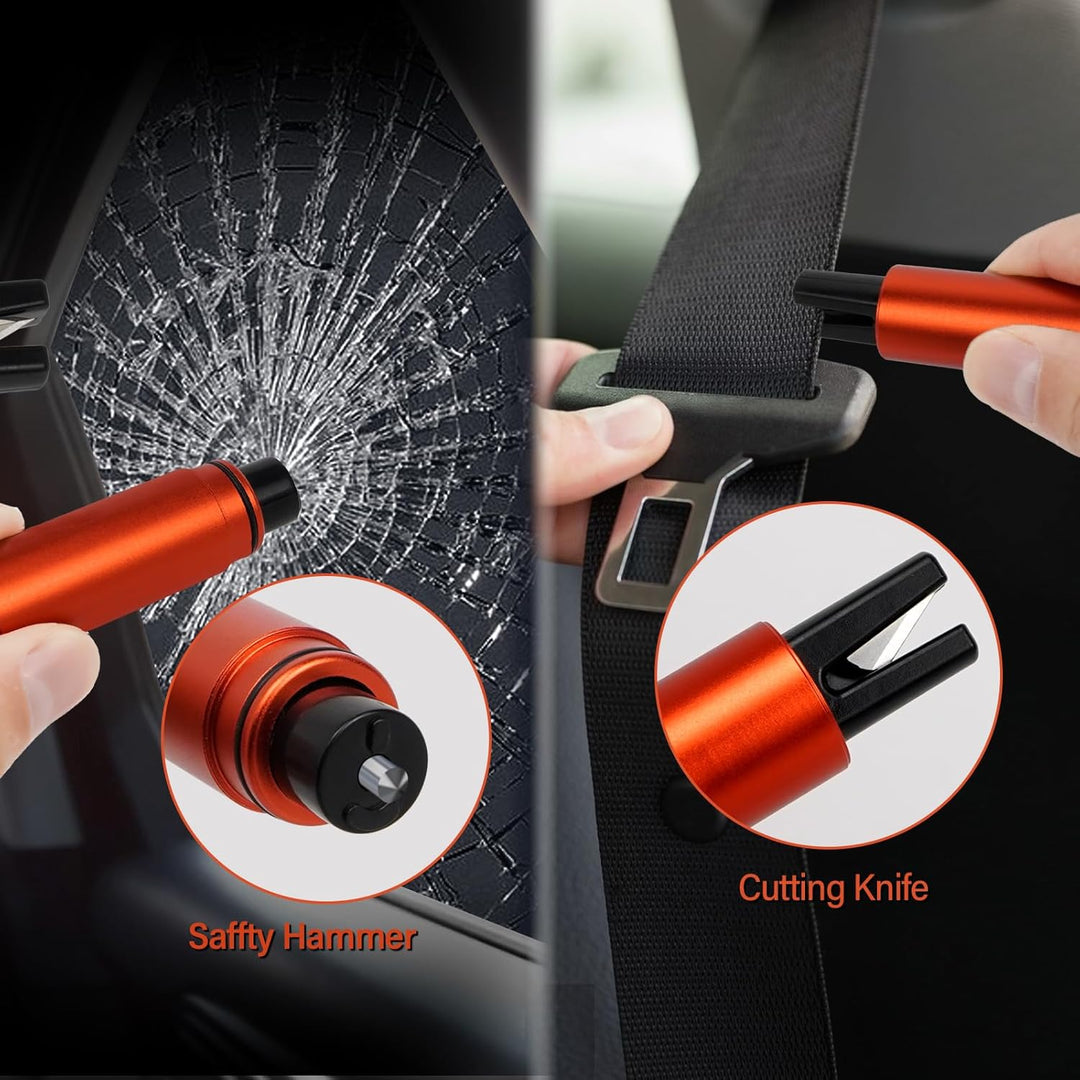 Nothammer Auto mit Gurtschneider, Sicherheitsgurtschneider Notfallhammer mit Halterung und Testglas,