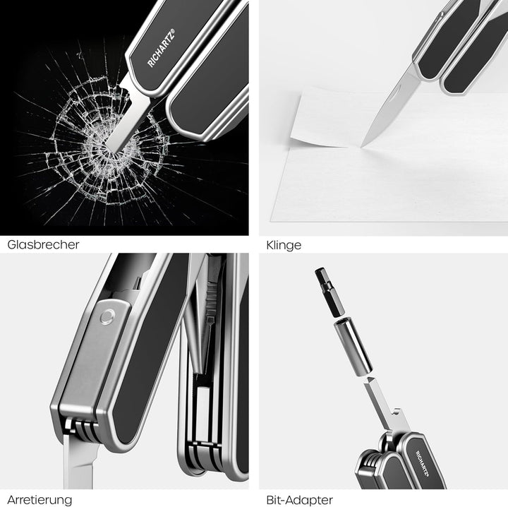 PROTOOL 20+ | 20 Funktionen | Multitool mit Safety-Lock Verriegelung | rostfreier Edelstahl mit elox